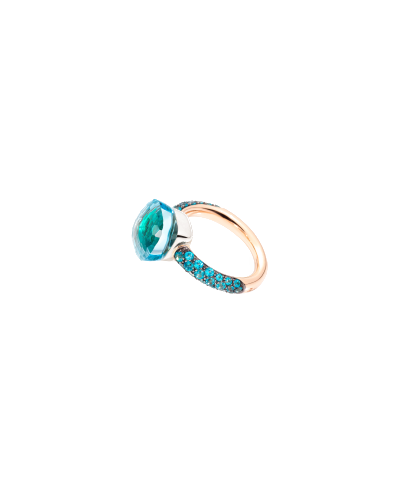 Pomellato Classic Ring Rose Gold 18kt, White Gold 18kt, Blue Topaz, Agate (watches)